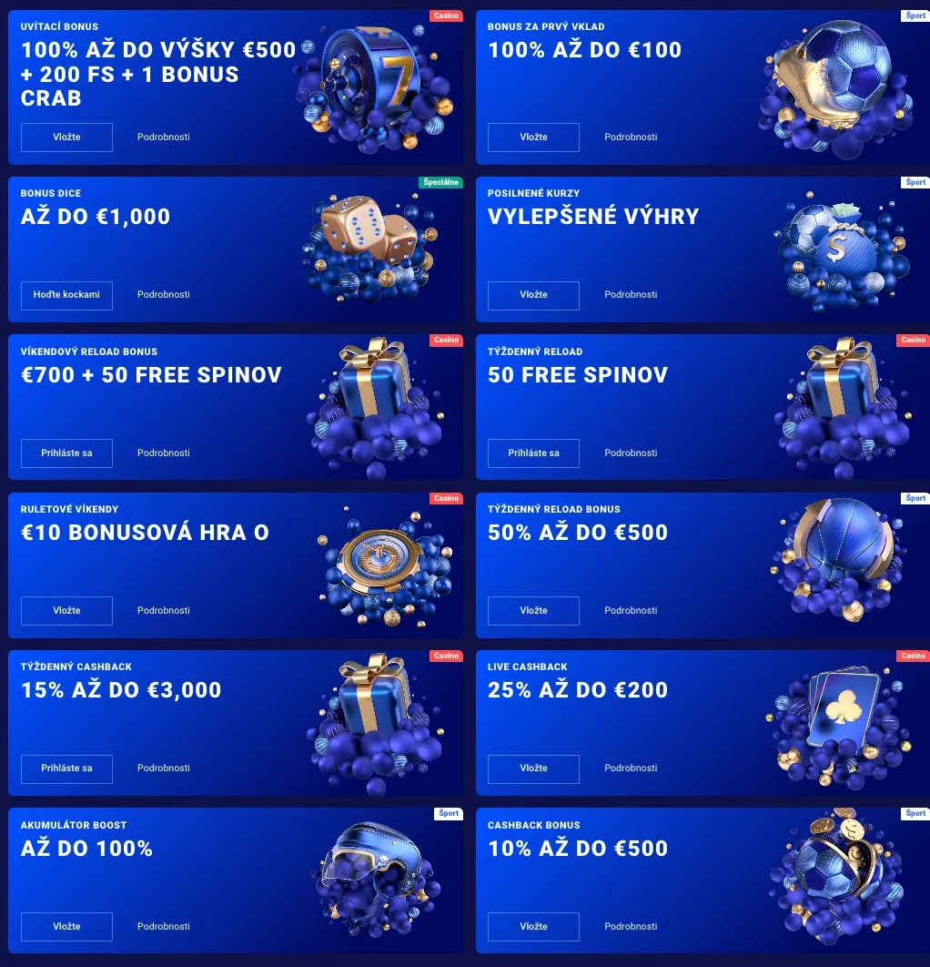 Bonusy pre hráčov vo Frumzi Casino.